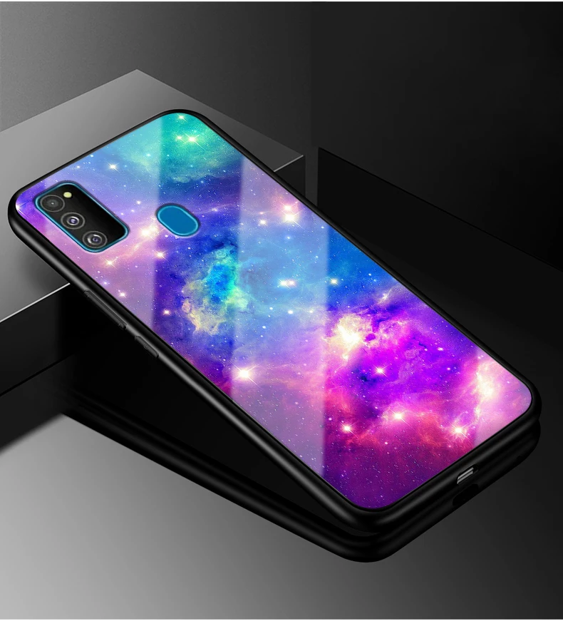 13 Для samsung M30S чехол PC Пластиковый стеклянный чехол для телефона черный ТПУ бампер чехол для samsung Galaxy M30 s m 30 M30S закаленное покрытие - Цвет: 13