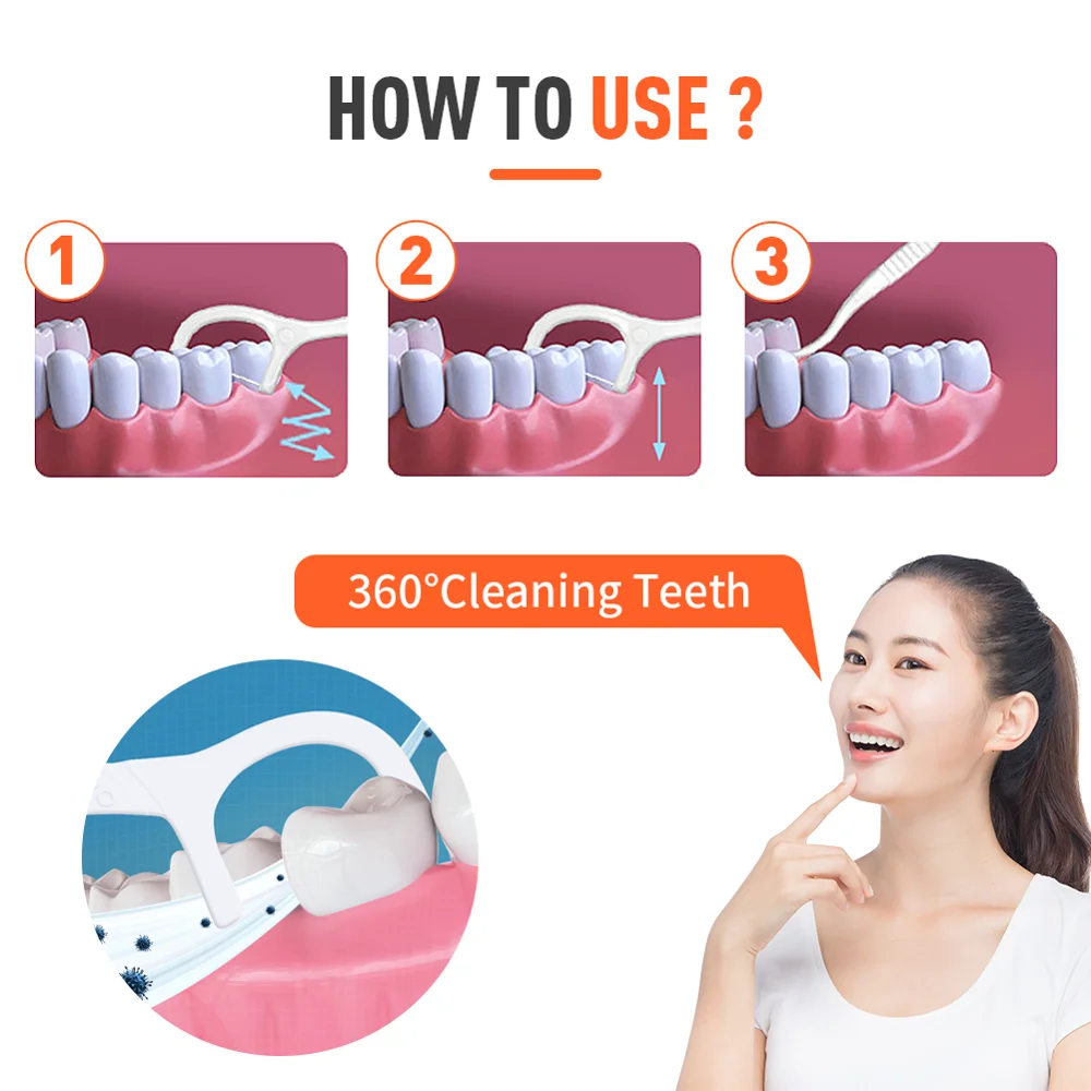 Y-Kelin 100 ks jednorazové zubní niti Čistící tyčinka zubů 7,5 cm Dentální nit Mezizubní kartáček Kartáček na niti na čištění dutiny ústní - Image 4
