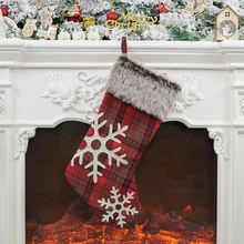 Стиль рождественские чулки для подарков украшения для сумок носки подарки традиционный Отец Рождество Санта чулки мешок наполнители подарок