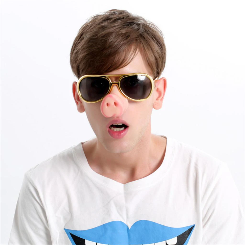 Set of 2pcs Funny Pig Nose Big Nose Gray Eyebrow Sunglasses Holiday Party Dressing up Costume Photo Props