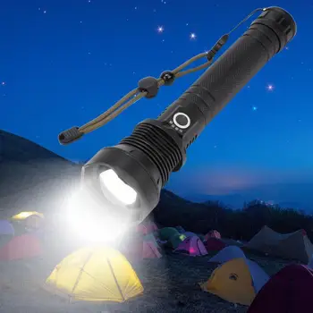 

USB Charging Aluminium Alloy LED Flashlight Torch Waterproof Distance Torch For Camping Cycling Hunting Fishing