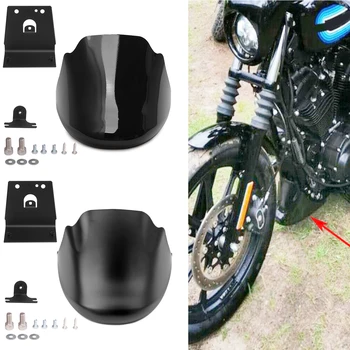 

Motorcycle Matte/Light Black Front Chin Spoiler Cover + Metal Bracket Compatible for Harley Sportster 883 1200 XL