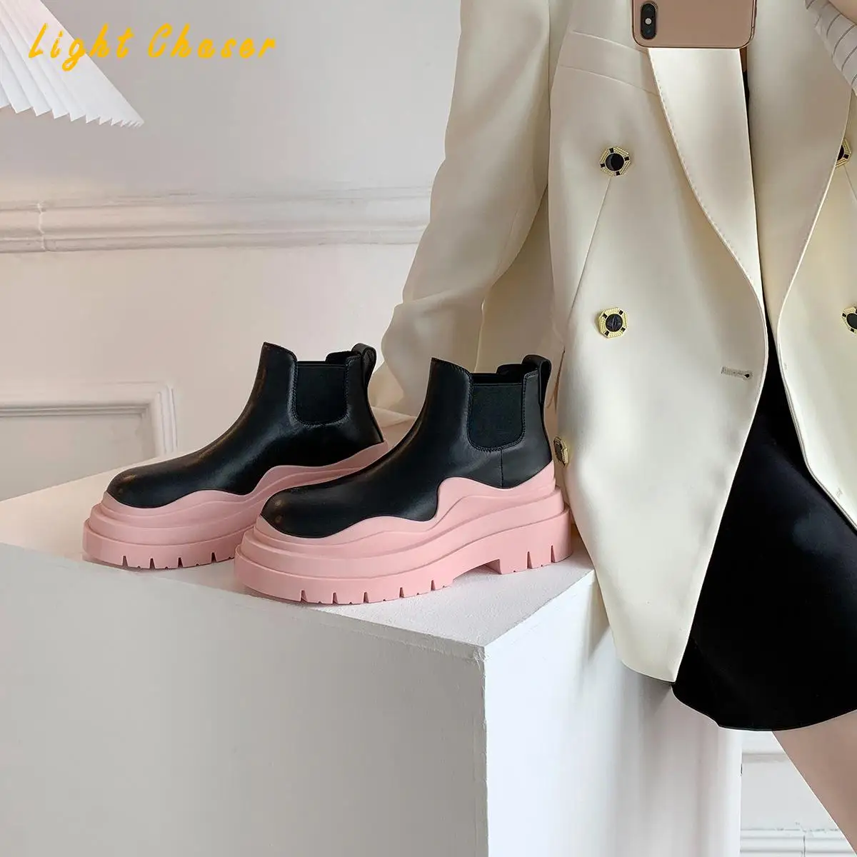 Luxury Chelsea Boots Women Ankle Boots Motorcycle Boots Female Autumn Winter Shoes Woman Punk Motorcycle Boots Spring Winter
