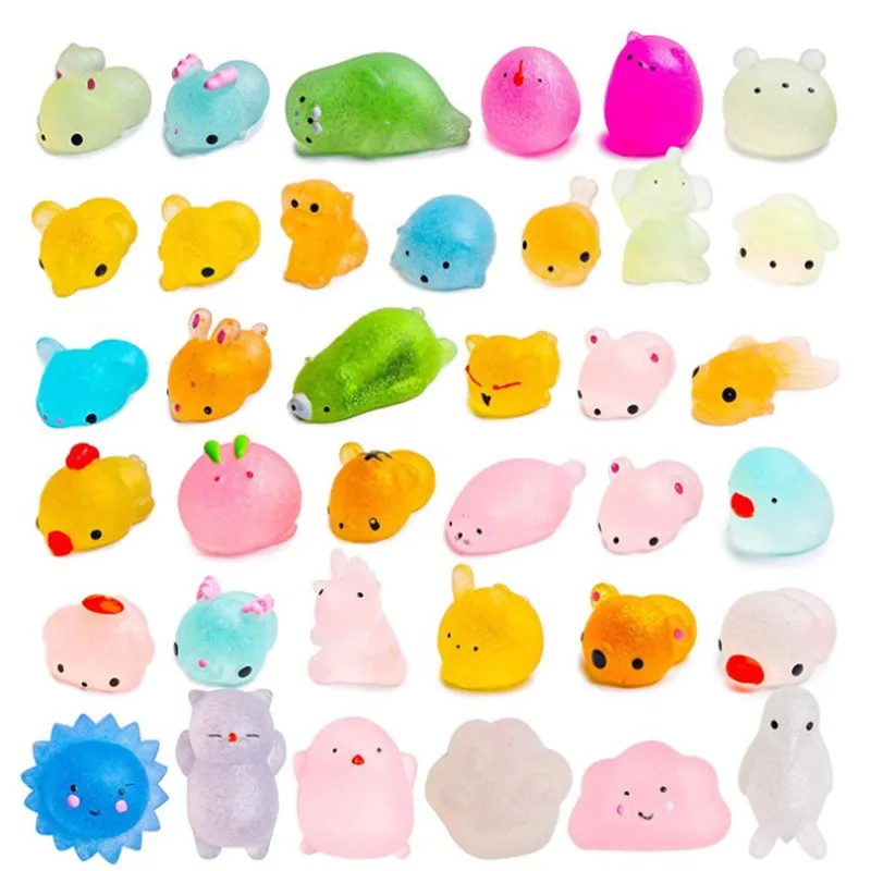 

Clear gold powder small animal Mochi antistress Mini Squeeze Squishy Kawaii Ushihito dolls Children kids funny toys