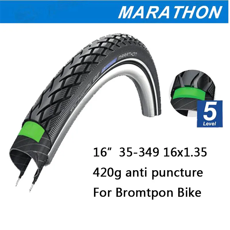 Марафон велосипедные шины для Brompton Tire 349 1" 1,25/1,35 16x1 1/4" велосипедные шины уровень 5/6 анти прокол аксессуары