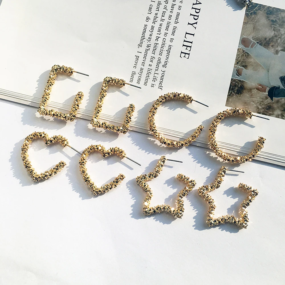 Серьги-кольца женские металлические в форме сердца 2019 | Украшения и аксессуары