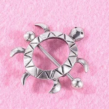 

Surgical Stainless Steel Turtle Nipple Shield Rings Retro Body Piercing Jewelry