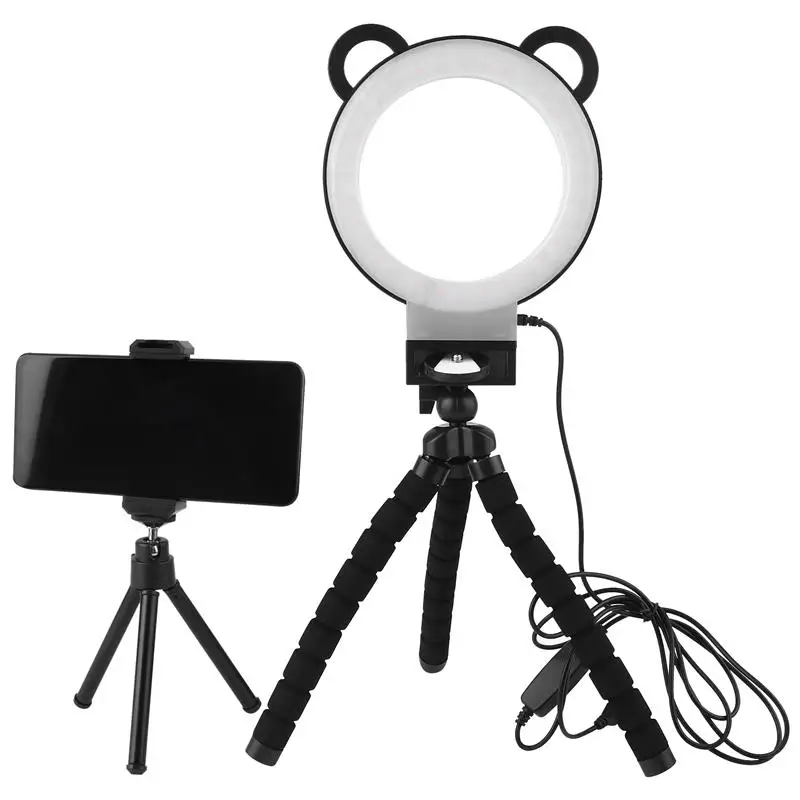 

1 Set Ring Light with Tripod Phone Clip Dimmable Selfie Streaming Ring Light