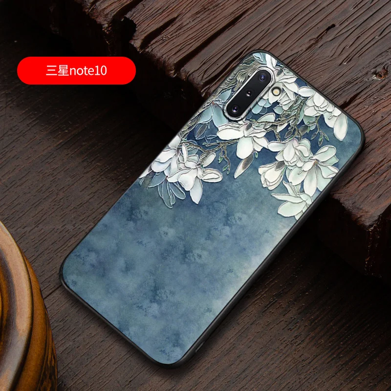6 note10 Рельефный винтажный Восточно-Азиатский Китайский Японский Стиль чехол для samsung Note 10 Plus note10+ Снежная гора декрета Кран Крышка - Цвет: 6 note10