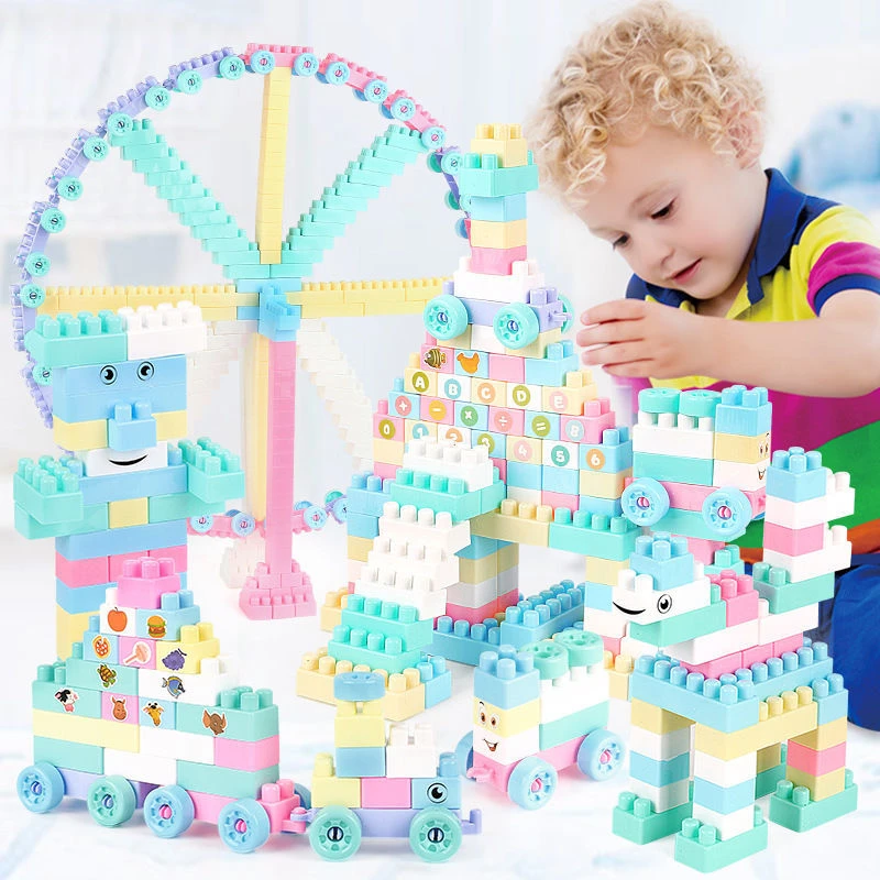 

100~800Pcs Big Size Brick Colorful Bulk Bricks Base Plates DIY Building Blocks Compatible Duploe Block Toys for Children
