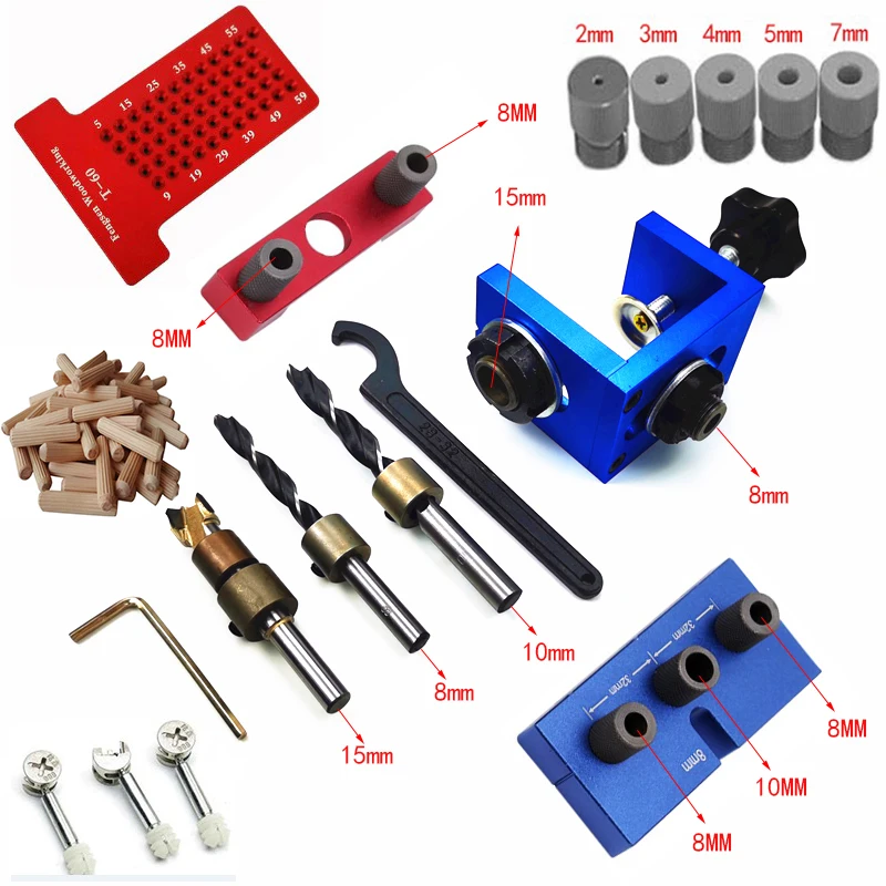 pour le positionnement du bois Localisateur de perçage pour le travail du bois 3-en-1 perforatrice en aluminium avec surface anodisée Kit de guide de perçage pour gabarit de goujonnage pour le positionnement du bois Localisateur de perçage pour le travail du bois 3-en-1 perforatrice en aluminium avec surface anodisée Kit de guide de perçage pour gabarit de goujonnage