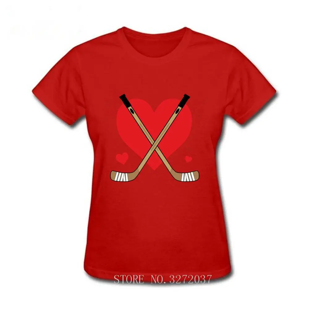 red Love Heart Hockey женская футболка модная футболка с короткими рукавами и принтом на заказ из мягкого хлопка для девочек - Цвет: red
