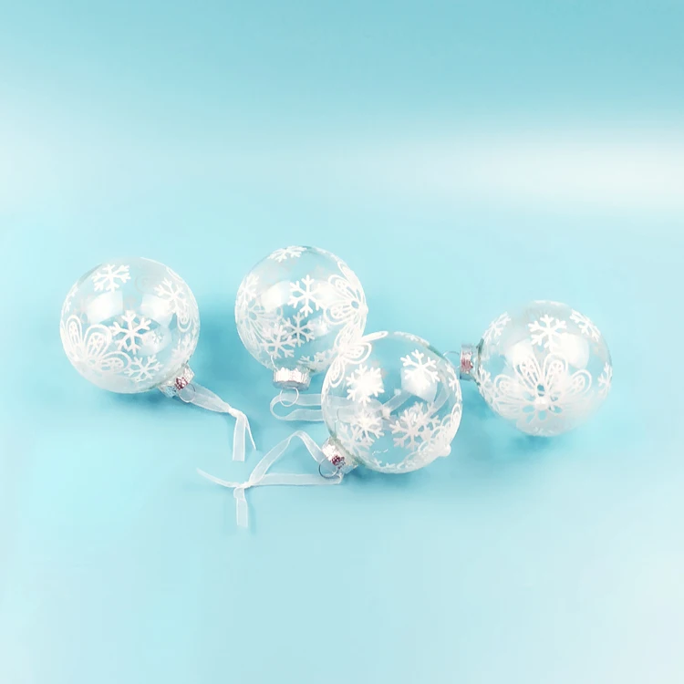 Christmas tree decorations glass window ornaments small pieces of foreign trade 8cm beads ball 4 gift box