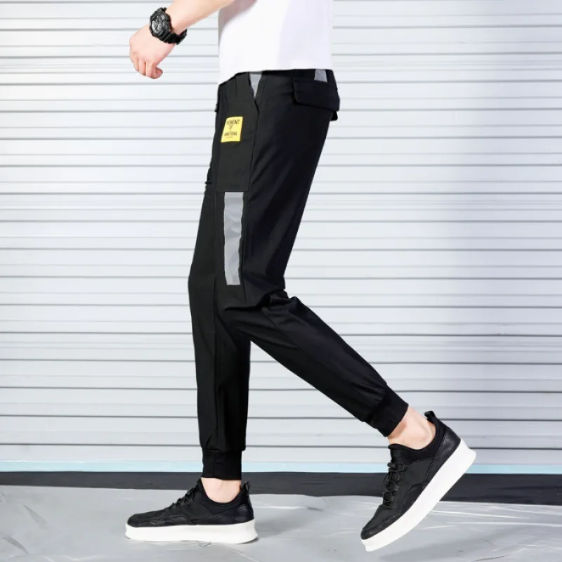

Summer Athletic Pants Men Loose And Plus-sized Skinny Closing Thin Capri Pants Korean-style Trend Running Casual Pants