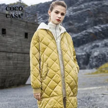 Зимние Новые поступления, женские Ультра свободные куртки размера плюс золотистого цвета из искусственного меха с капюшоном, толстые 90% белые куртки-пуховики
