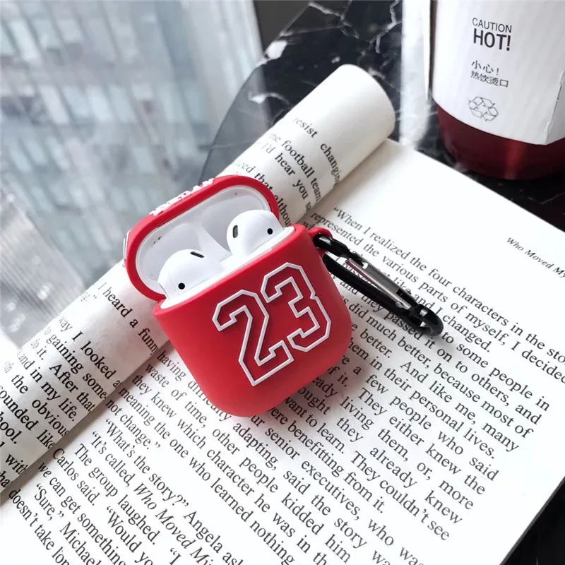 Chicago Bull 23 Jordan Мягкий силиконовый чехол для наушников для Apple AirPods 2 защита Беспроводная Bluetooth гарнитура чехол для Air pods - Цвет: Red