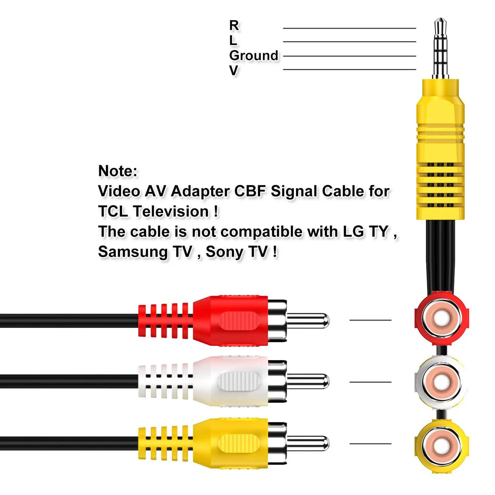 3.5mm To 3 Rca Cable Video Component Av 