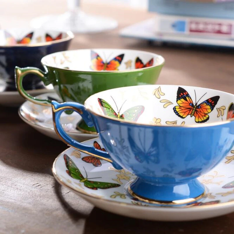 Papillon Maison Porcelaine Tasse Et Coaster Set