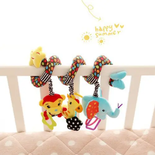 Bed Hanging Toys for Baby Soft Plush Toys with Rattles Cute Cartoon Animal Stuffed Dolls Stroller Hanging Soothing Toys 2