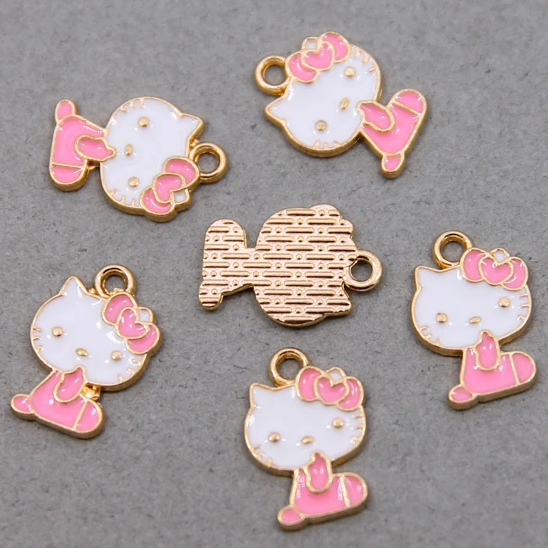 50pcs18*12mm Enamel Lucky lucky  Cat Charms for Necklaces Pendants Earrings DIY Colorful Animal Charms Jewelry Accessories Mak