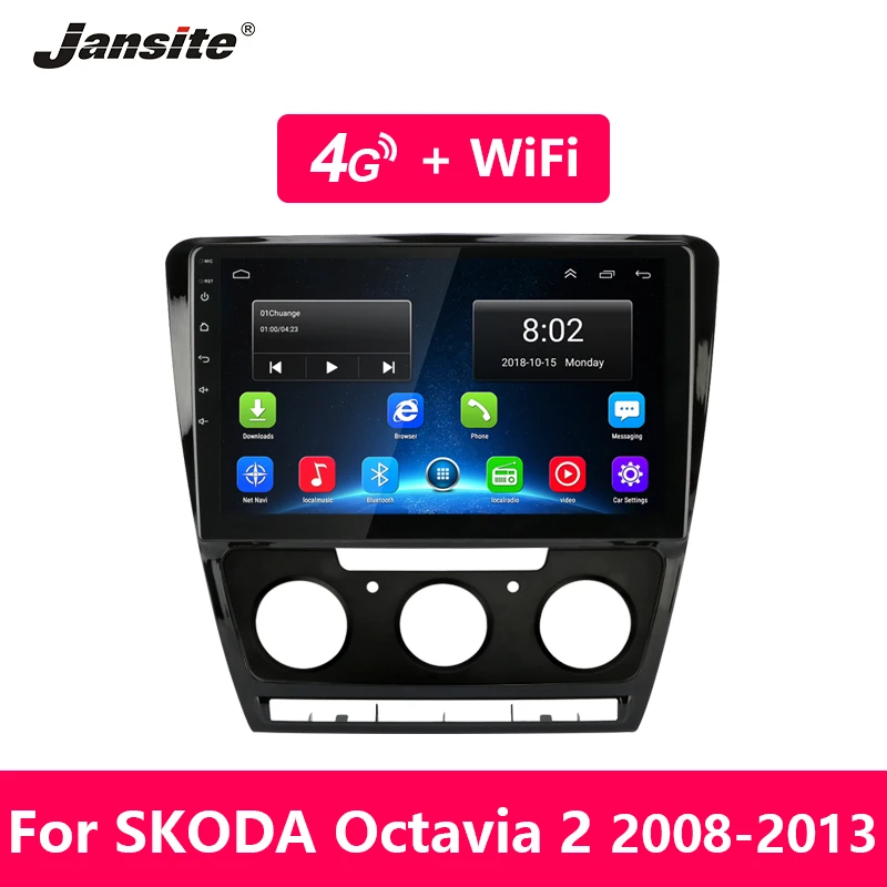 

Jansite Android Car Radio for Skoda Octavia 2 A5 2008-2013 GPS navigation 4G Network WIFI audio player 2 din Radio Tuner