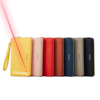 

Free Engraving Your Name PU Leather Multifunction Women Wallet Female Pocket Long Purses Zipper passport Card Holder Wallet
