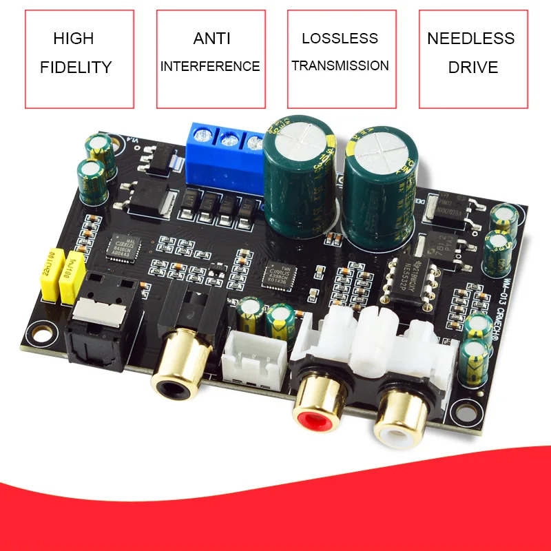 Audio Decoder CIRMECH Optical Coaxial CS8416 CS4398 Chip 24BIT192KHz SPDIF For Amplifier