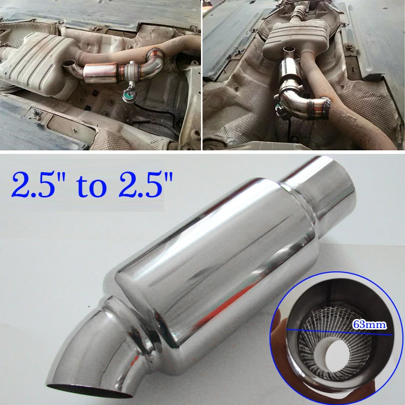 

Car Exhaust Downpipe Branch Sound Tuning Muffler Pipe premium Polished Stainless Steel Material Car Accessory 63mm
