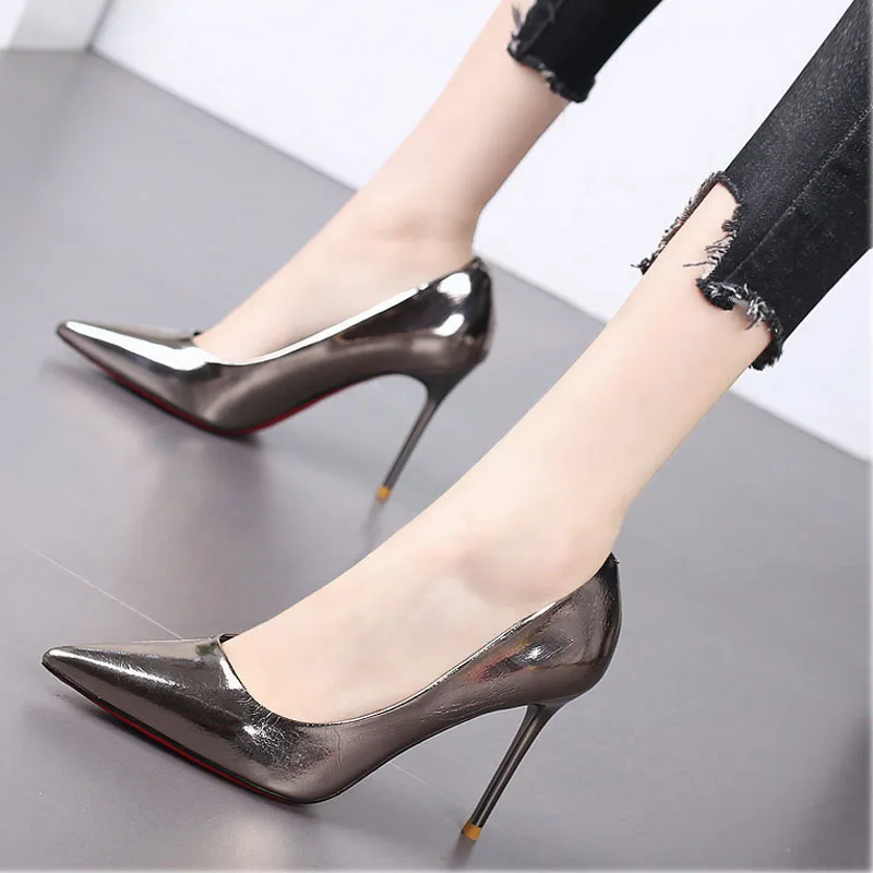 

2020 ladies heels shoes pointed toe silver wedding shoes pump women shoes high heel ladies stilletos shoes female shoes