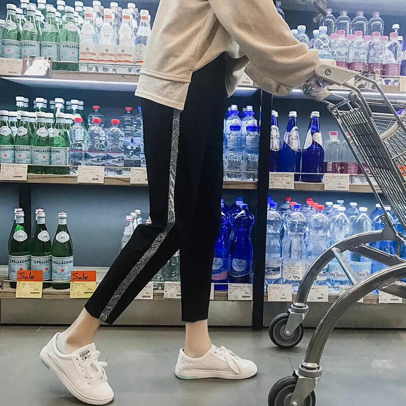 

Pregnant WOMEN'S Pants Spring And Autumn Leggings Sports Casual Loose Harem Pants Capri Maternity Pants 17069-Silver