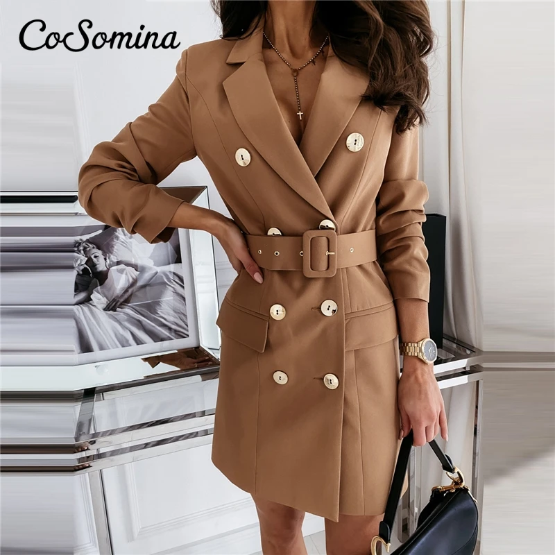CoSomina элегантный пиджак Мини платье для женщин сексуальные пояса облегающие 2021