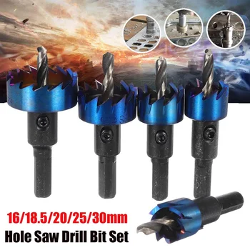 

5Pcs Drill Bit Hole Saw Set,High Speed Steel Tip Hole Saw Tooth Cutter Drill Bits Hole Saw Kit Drilling Tools for Woodworking