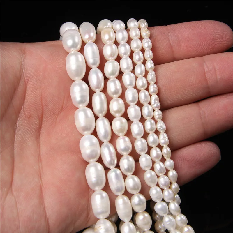 3-9mm Oval Natural Pearls Beads Rice Shape Freshwater Punch Pearl Beads For Jewelry Making Bracelet Necklace DIY Accessories 14