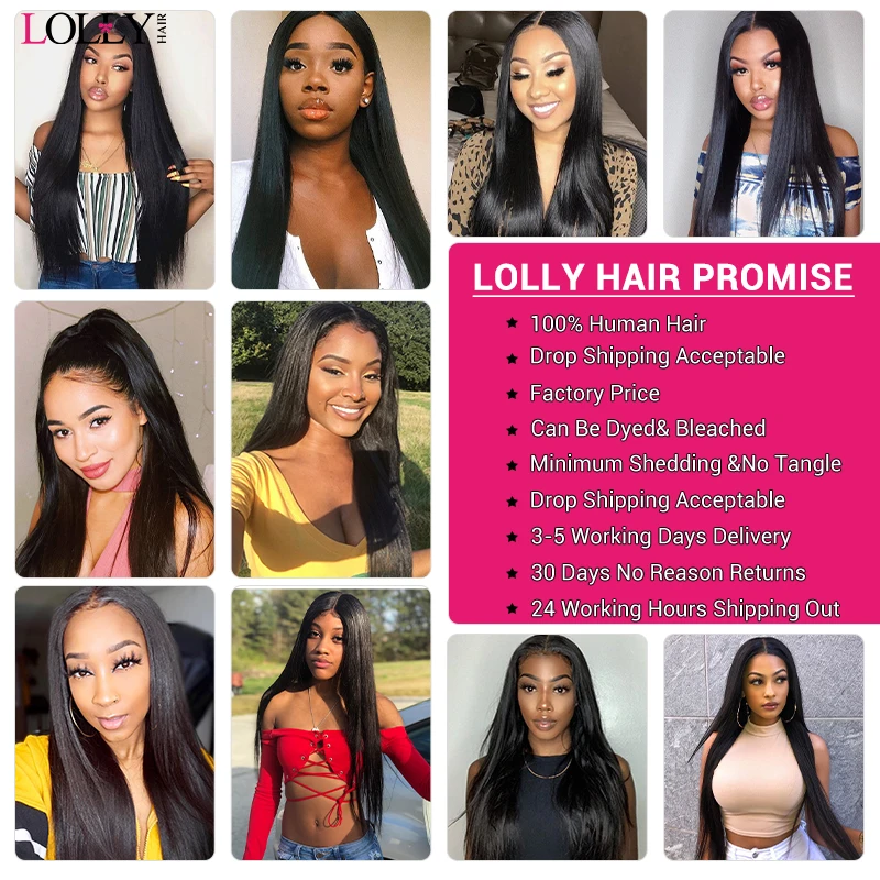  Lolly Hair 13x4 150% Malaysian Transparent Straight Lace Front Human Hair Wigs Pre Plucked Remy Hum