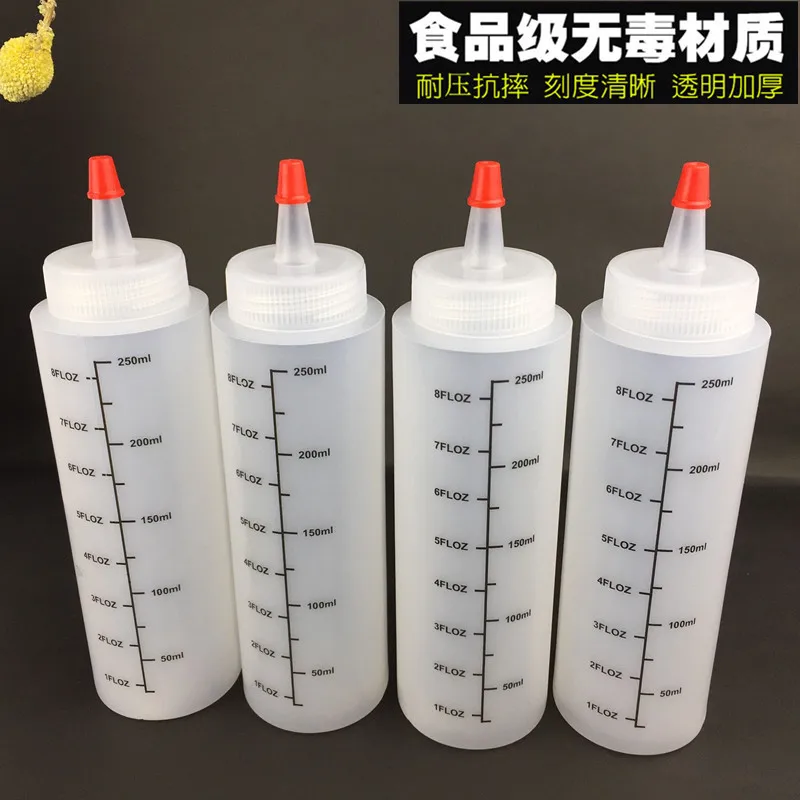 

5pc/lot Plastic Needle-nosed with Scale Squeeze Bottle with Leak-Proof Cap Sauce Salad Squeezable Bottle spice container
