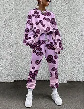 

Women's Basic Streetwear Paisley Geometric Vacation Casual / Daily Two Piece Set Crew Neck Pant Loungewear Tracksuit T shirt Dra