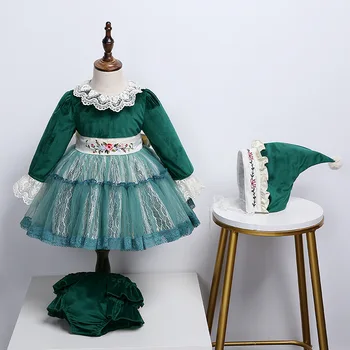 

2020 Autumn Winter Baby Girl Vintage Spanish Palace Clothes Sets Long Sleeve Lace Children Toddler Infant Princess Dress Party