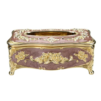 

Home Decor Hotel Luxury Desktop Office European Style Plating Living Room Storage Holder Napkin Case Tissue Box Elegant