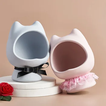 

Cartoon Resin Storage Tank Geometric Cat Storage Box Equipment Bedroom Desktop Cute Animal Model Ornaments Decor Creative Gifts