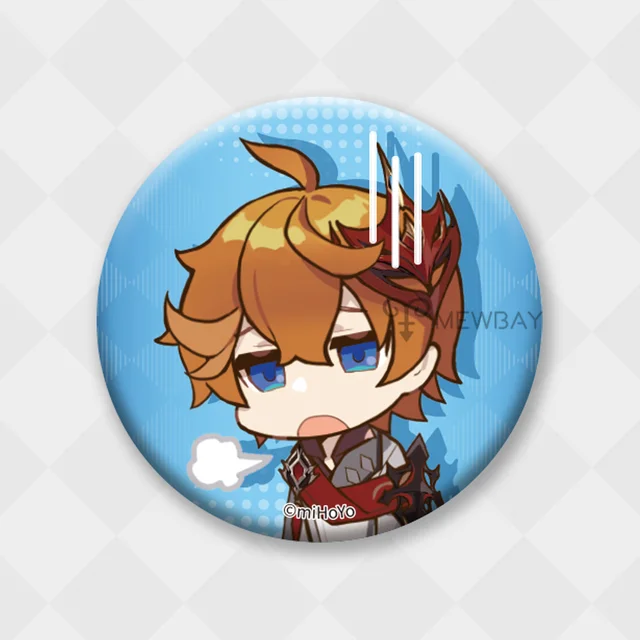 Genshin Impact Badge Chibi Brooch Kazuha Yoimiya Ayaka Xiao Zhongli Hutao Tartaglia Yanfei Ganyu Venti Albedo Pin Decor Gifts Tartaglia