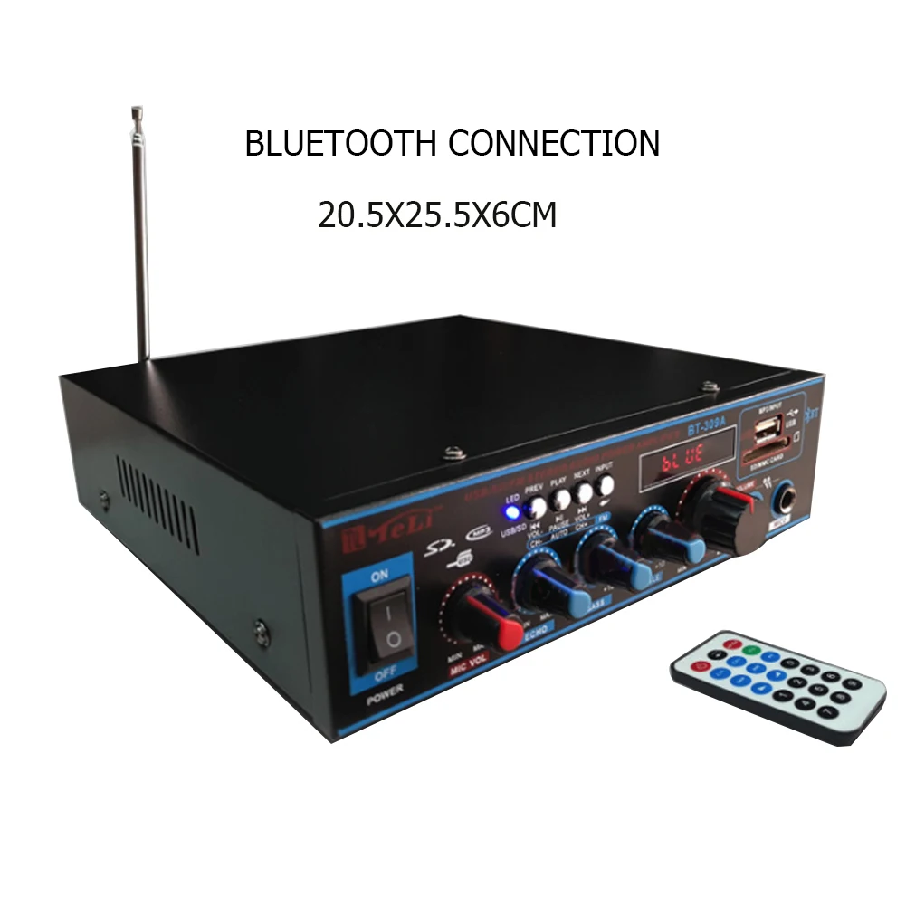 HIFI Цифровой Bluetooth аудио усилитель мощности Встроенный ЖК-дисплей с пультом дистанционного управления Поддержка Bluetooth FM USB SD карта