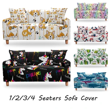 

Cartoon Print Stretch Elastic Sofa Cover Unicorn Sofa Cover Slip-resistant Couch Covers for Living Room Fully-wrapped Anti-dust