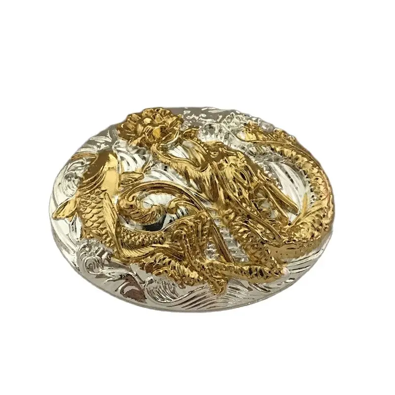 Retail 2021 New Style High Quality Oval 3D Gold Fish Dragon Solid Brass Belt Buckle For Men Women Fit 4cm Wide | Дом и сад