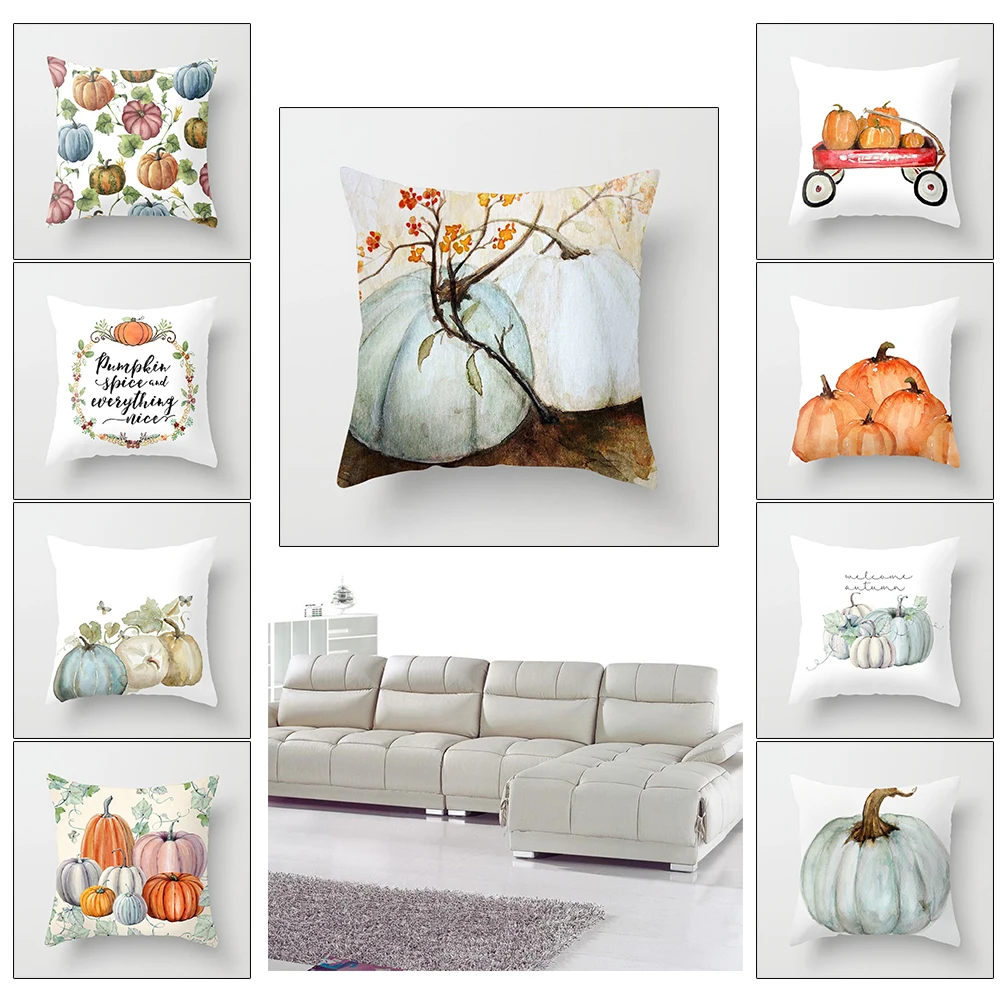 Halloween Happy Pillow Cases Fall Sofa Pumpkin Throw Cushion Cover Home Decor