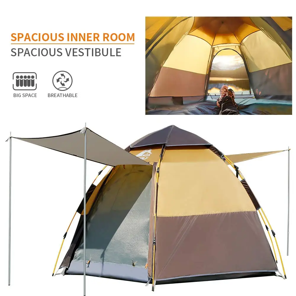Green, 4 Person Hewolf Camping Tent Instant Setup Waterproof Lightweight Pop up Dome Tent Easy up Fast Pitch Tent Great for Beach Backpacking Hiking