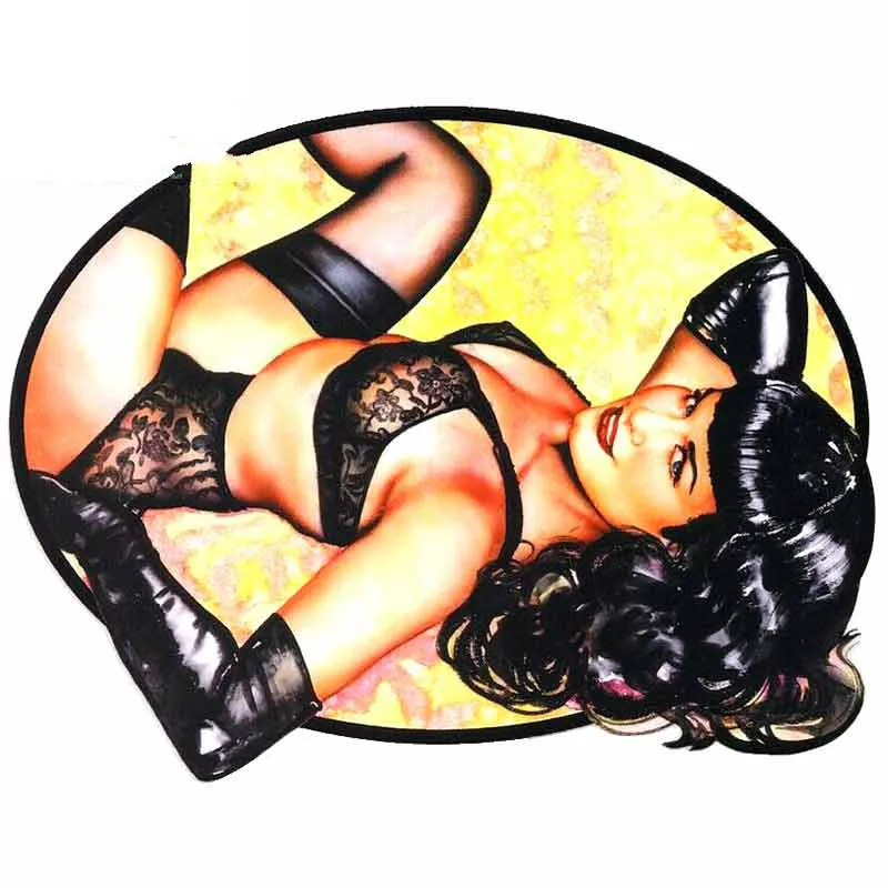 

Sexy Lingerie Bettie Page PinUp Girl Latex Gloves Personality Car Sticker Fashion Decal Exterior Waterproof Decoration KK13*10cm