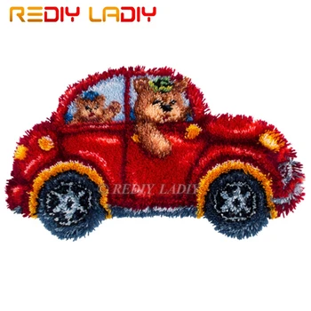 

Latch Hook Kits Make Your Own Rug Cartoon Car Tapestry Crocheting Cushion Mat DIY Carpet Rug Pre-Printed Canvas Hobby & Crafts