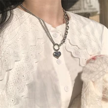 Новинка, ожерелье из нержавеющей стали в форме милого сердца, серебряная цепочка, аксессуар