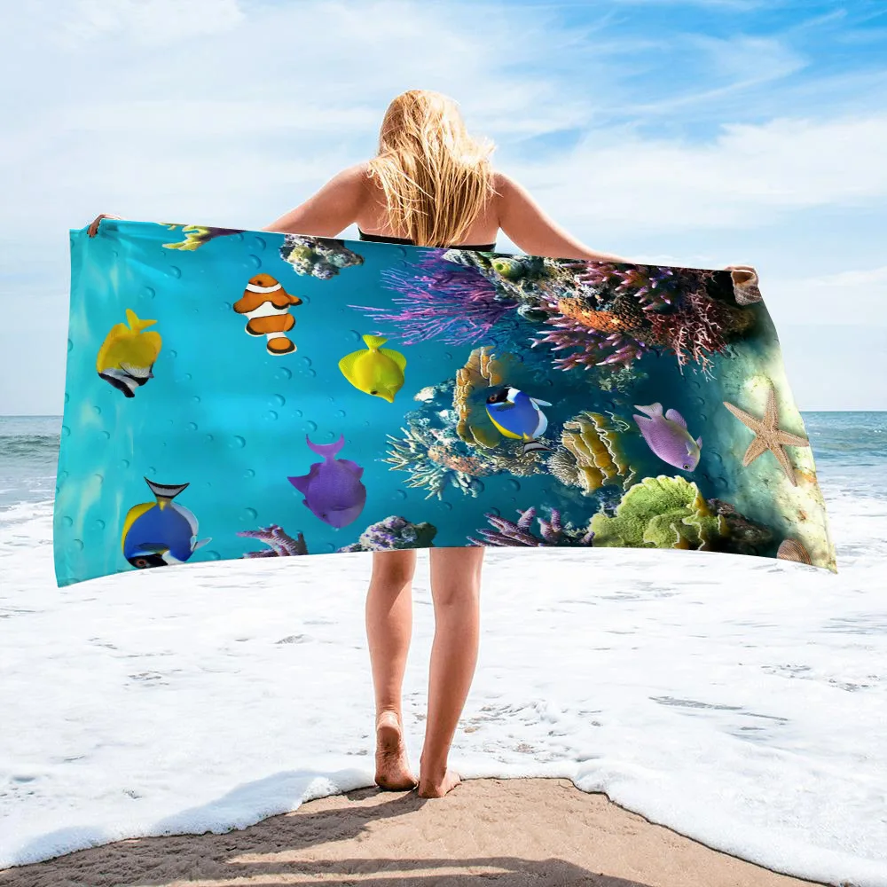 

Microfiber Quick Drying Swimming Surf Towels Ocean Animals Cotton Bath Towels 3D Dolphin Shark Turtle Whale Beach Towel