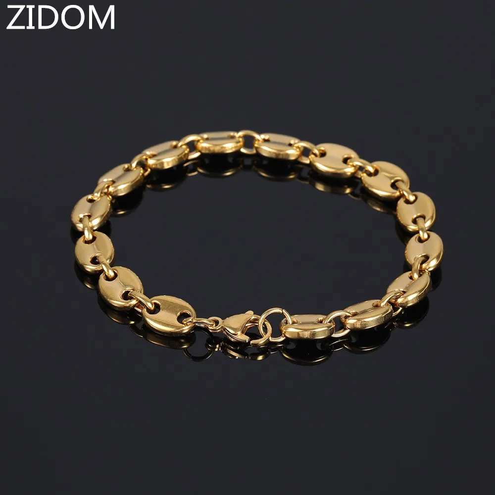 Мужские хип-хоп браслеты из нержавеющей стали никогда не выцветает мужской хип-хоп цепочка Браслет Модные Ювелирные изделия Подарки Прямая поставка